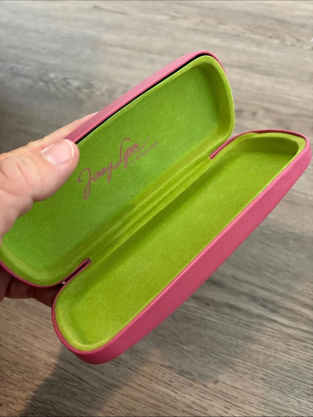 Pink Jenny Lynn Tooled Faux Leather Hard Shell Felt Lined Eyeglass Case